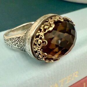 ✖️SOLD Konstantino Ring Smoky Topaz 18k Gold & Sterling Silver Dome